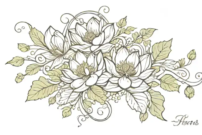 lotus flower vine wrapping tattoo design idea