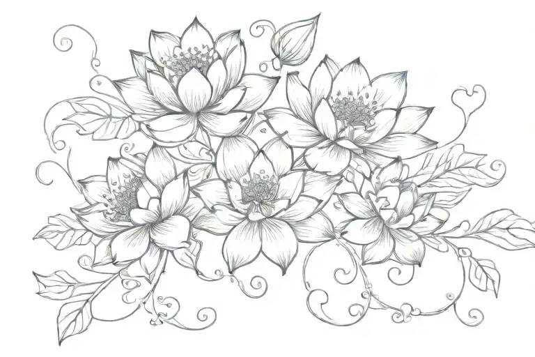 lotus flower vine wrapping with hearts   tattoo design idea