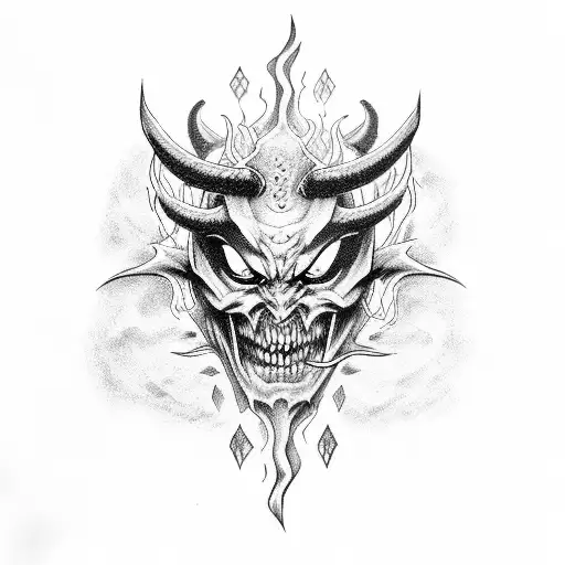 Demon with fire eyes tattoo design idea