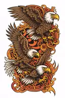 Two eagles performing the eagle death spiral tattoo design idea