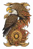 Two eagles performing the eagle death spiral tattoo design idea