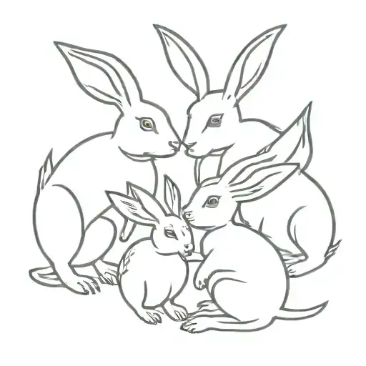 dad is a rabbit, mom is a dragon, daughter is a rabbit tattoo design idea