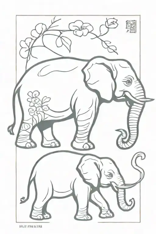 Asian eliphant tattoo design idea