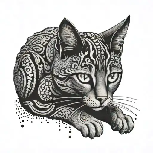 cat colored small size tattoo design idea
