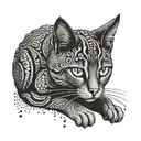 cat colored small size tattoo design idea