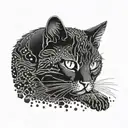 cat colored small size tattoo design idea