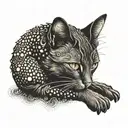 cat colored small size tattoo design idea