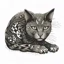 cat colored small size tattoo design idea