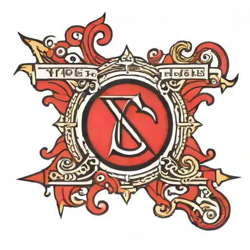 red diabetic symbol with writing "Type 1 Diabetic" all in 2077 style with black outlines and red/purple/blue faint neon tattoo design idea