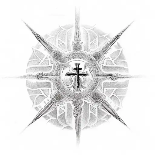 Christian mandala cross  angels tattoo design idea