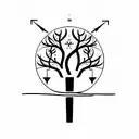 Tree of Life with Virgo Sagittarius Aquarius geometric constellations tattoo design idea