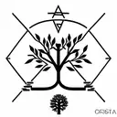 Tree of Life with Virgo Sagittarius Aquarius geometric constellations tattoo design idea