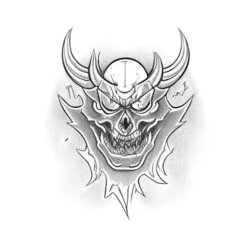 a broke piston with a demon getting out of it tattoo design idea