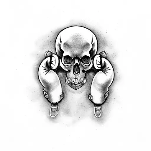 A skull with boxing gloves for eyes, representing the fearless attitude towards challenges tattoo design idea