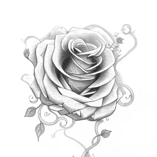 A gun wrapped in a vine of roses, symbolizing strength and beauty tattoo design idea