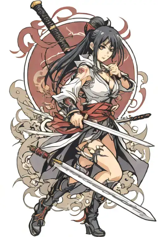 sexy anime girl katana sword tattoo tattoo design idea