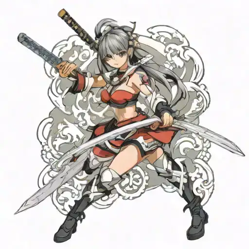 sexy anime girl katana sword tattoo tattoo design idea