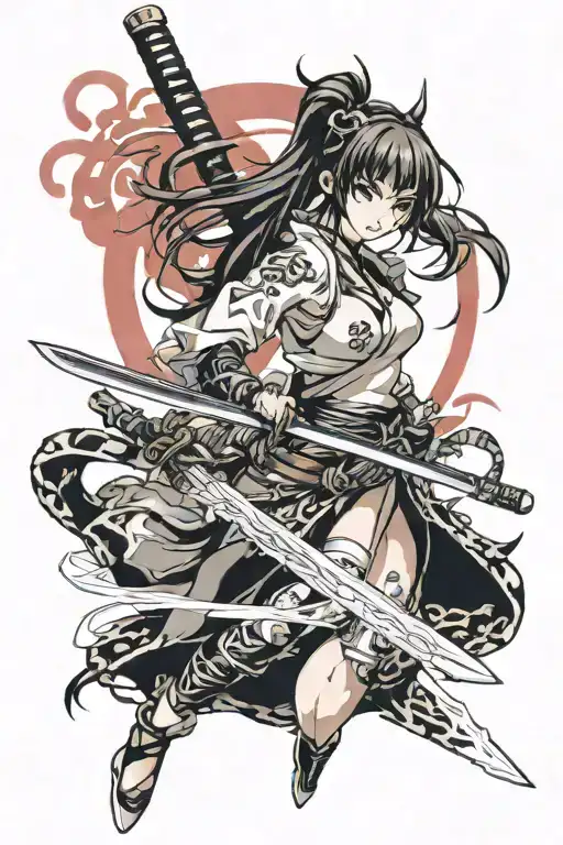 sexy anime girl katana sword tattoo tattoo design idea