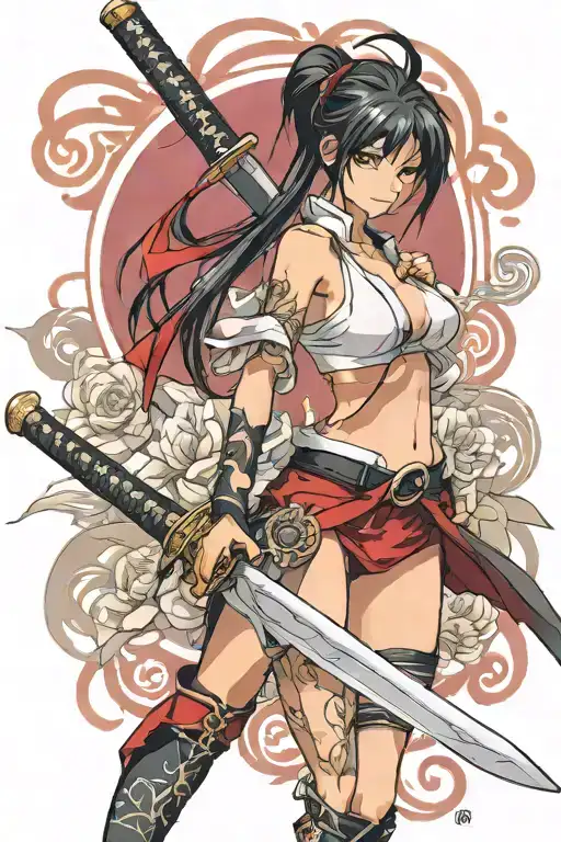 sexy anime girl katana sword tattoo tattoo design idea