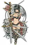 sexy anime girl katana sword tattoo tattoo design idea