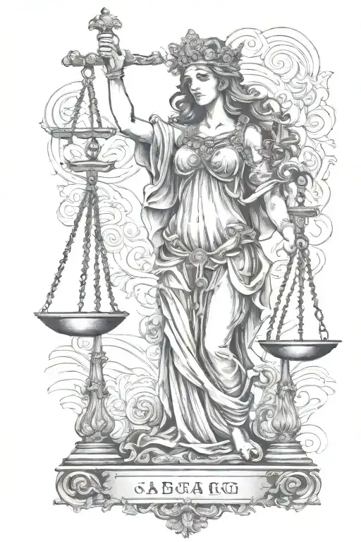 Bohemian lady justice tattoo design idea