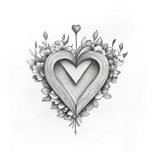 A heart-shaped bouquet of flowers with the names of your children incorporated into the petals, showcasing your love for them tattoo design idea