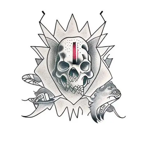 Ouroburos com ramos ou galhos de arvore tattoo design idea