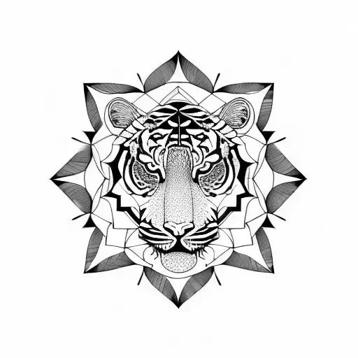 Tiger Head in a Mandala tattoo design idea