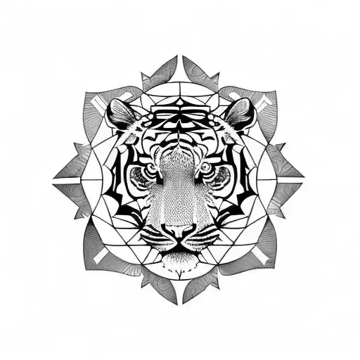 Tiger Head in a Mandala tattoo design idea