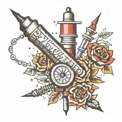 syringe filled tattoo design idea
