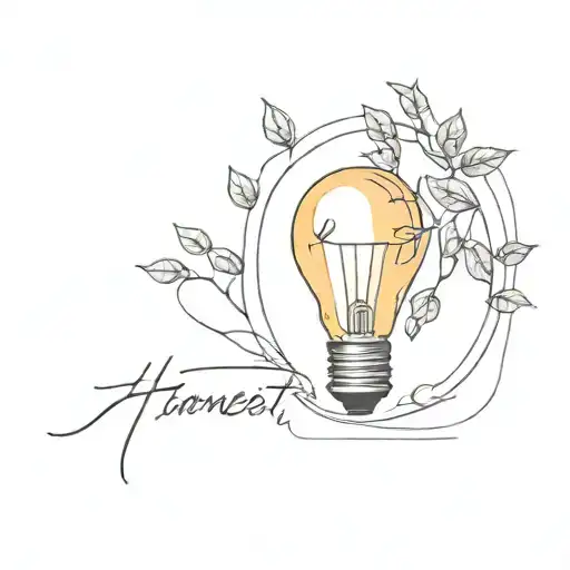 Lightbulb with orange tree inside. The words 'honest mistake' are worked in the design tattoo design idea