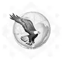 bald eagle stading on a globe with a foul anchor tattoo design idea