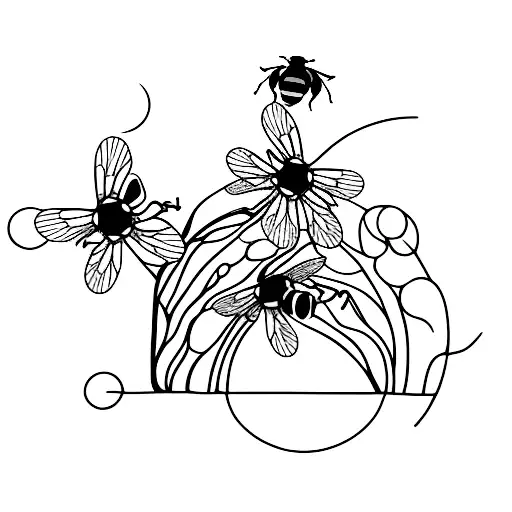 Hawthorne tree with two little bumblebees tattoo design idea