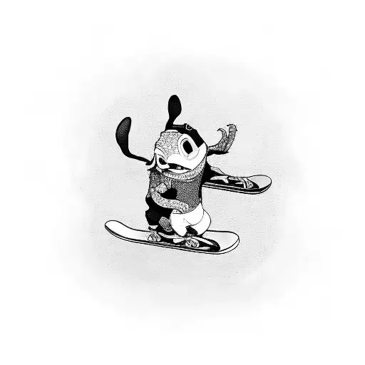 stitch on a skateboard tattoo design idea