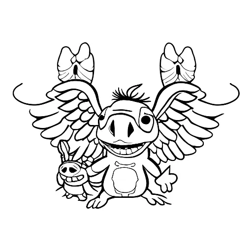 stitch with angel tattoo design idea
