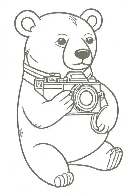 bear holding a camera   tattoo design idea