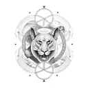 Spiritual symbols intertwined with celestial bodies tattoo design idea