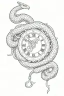 snake eat time clock tattoo design idea