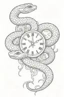 snake eat time clock tattoo design idea