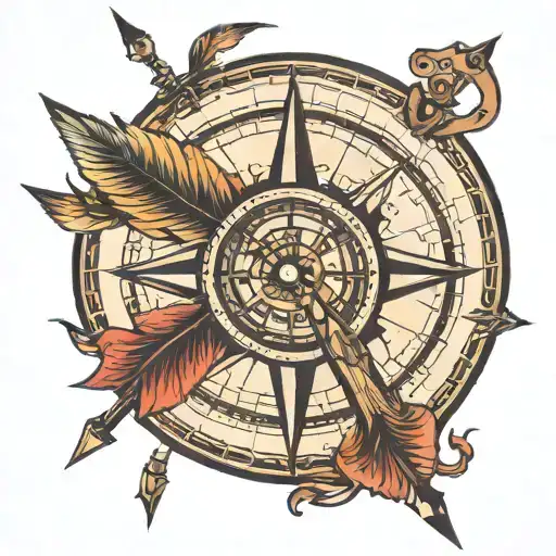 compass and arrow  tattoo design idea