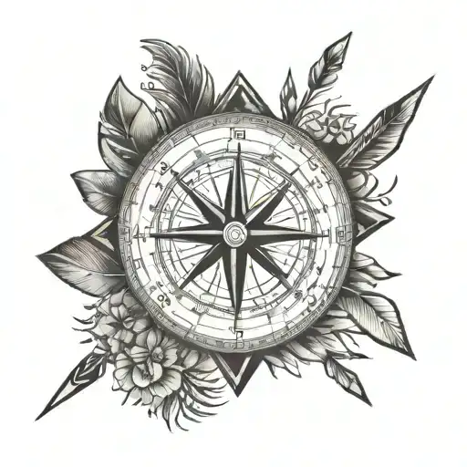 arrow compass  tattoo design idea