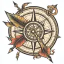compass and arrow  tattoo design idea