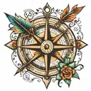 compass and arrow  tattoo design idea