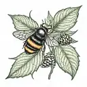 hazel leaf with a little bee on it tattoo design idea