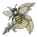 hazel leaf with a little bee on it tattoo design idea