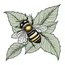 hazel leaf with a little bee on it tattoo design idea
