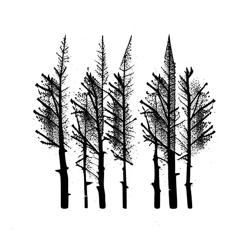 4 aspen trees on mountain tattoo design idea