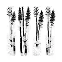 4 aspen trees on mountain tattoo design idea