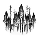 4 aspen trees on mountain tattoo design idea