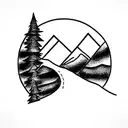 mountain road tattoo design idea